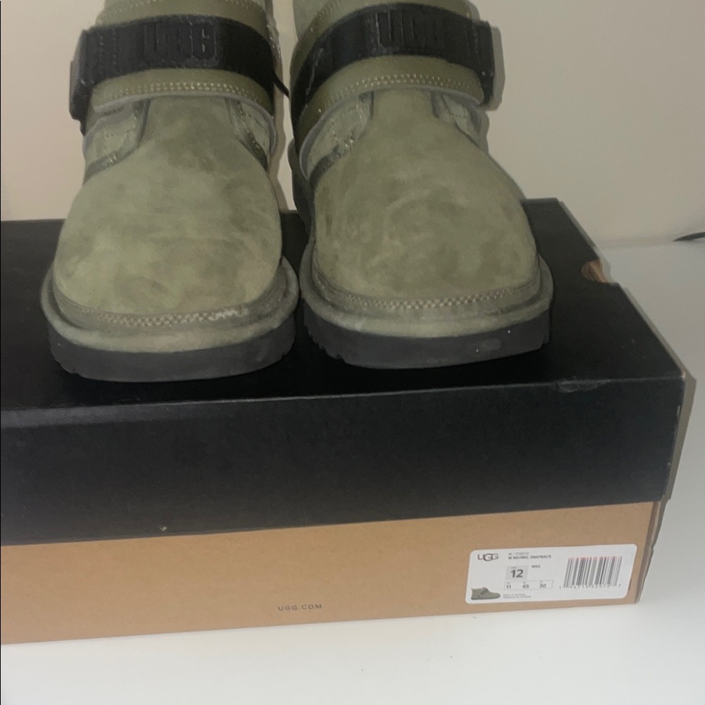 UGG Neumel SnapBack Sage Green Boots with Black Accents